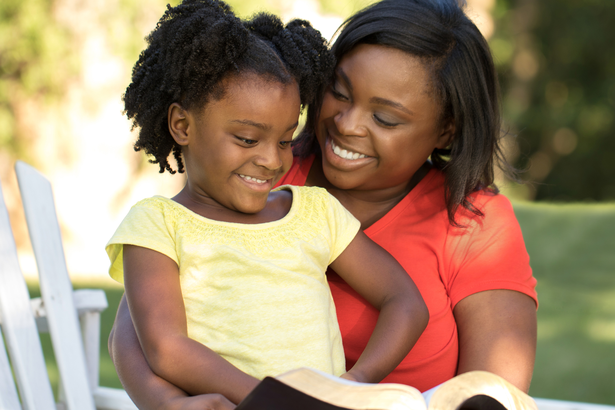 Mother and daughter reading