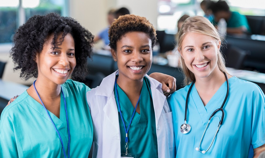 Confident group of diverse female healthcare professionals