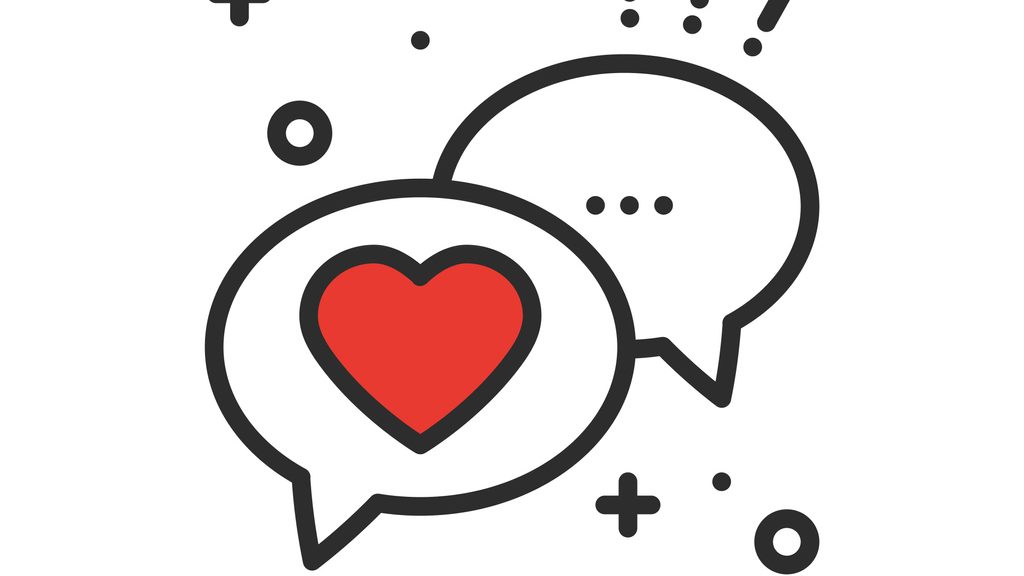 Speech bubble with heart line icon. Conversation chat dialog message. Happy Valentine day sign and symbol. Love couple relationship wedding holiday romantic amour theme.