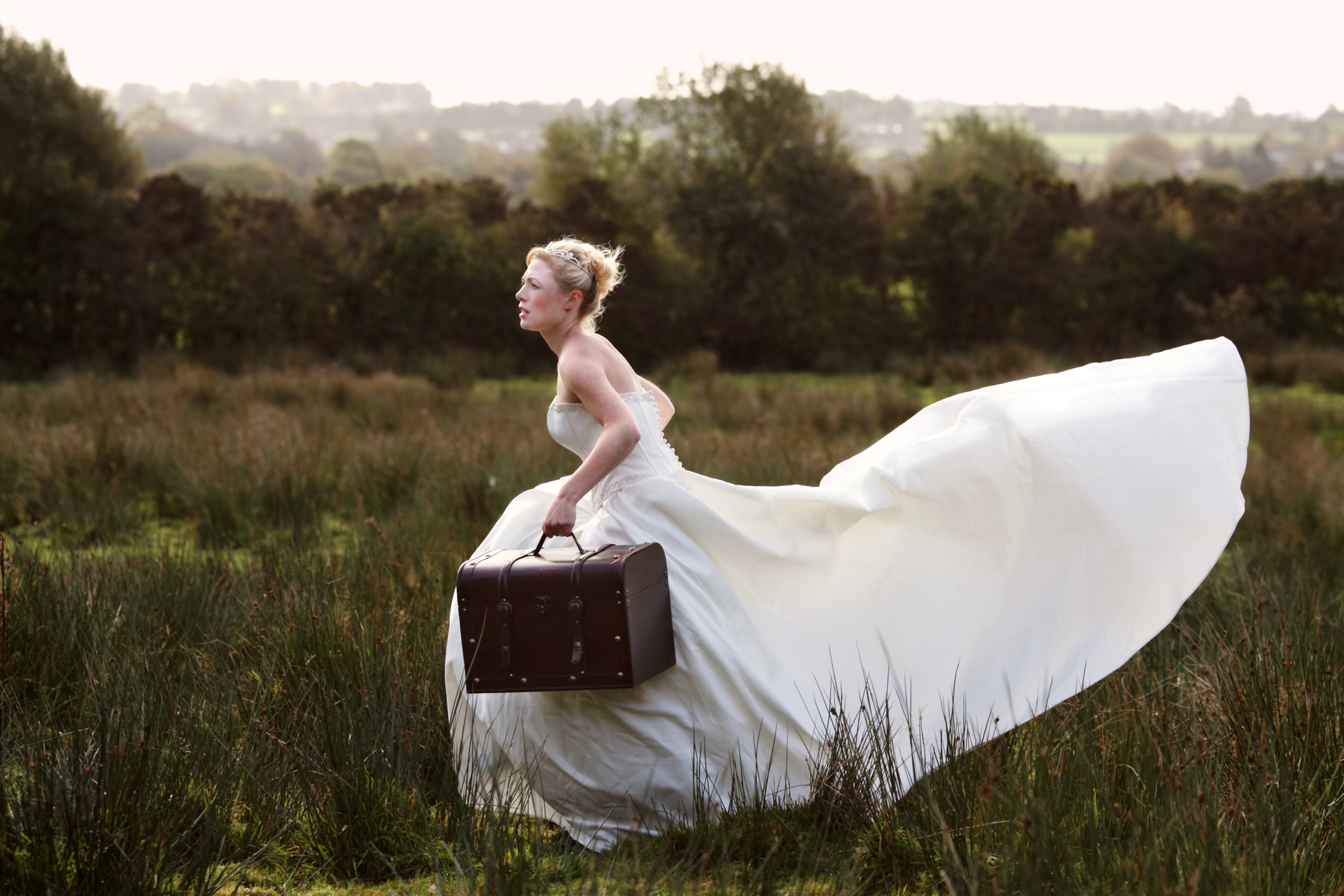 Bride running away