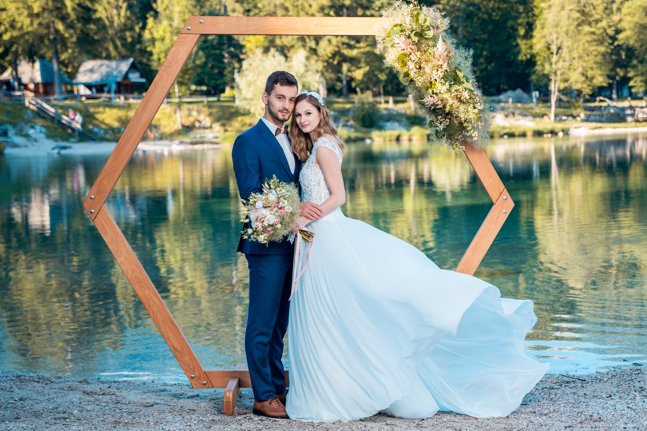 Portrait of a beautiful just married couple