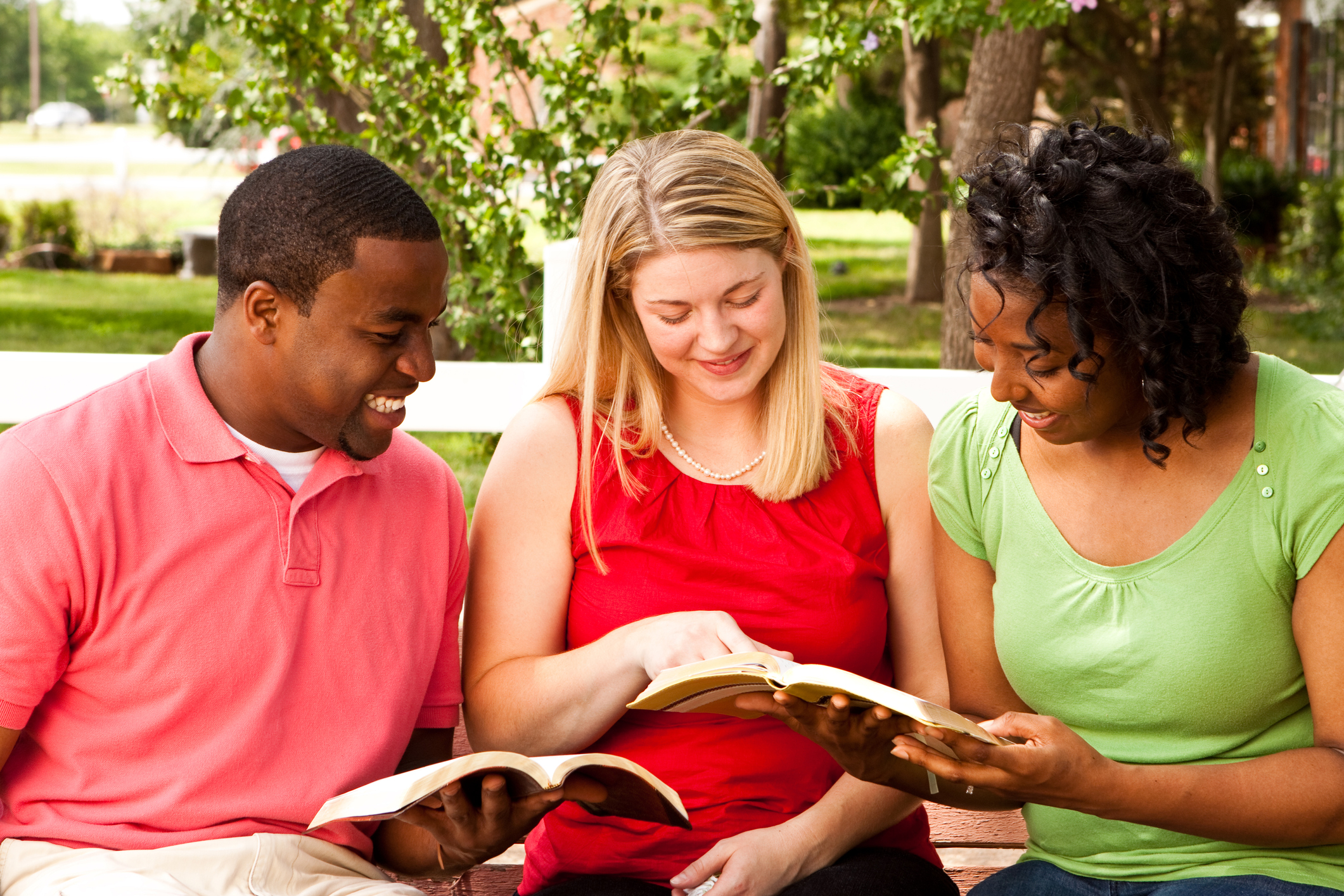 Diverse group of  friends studying