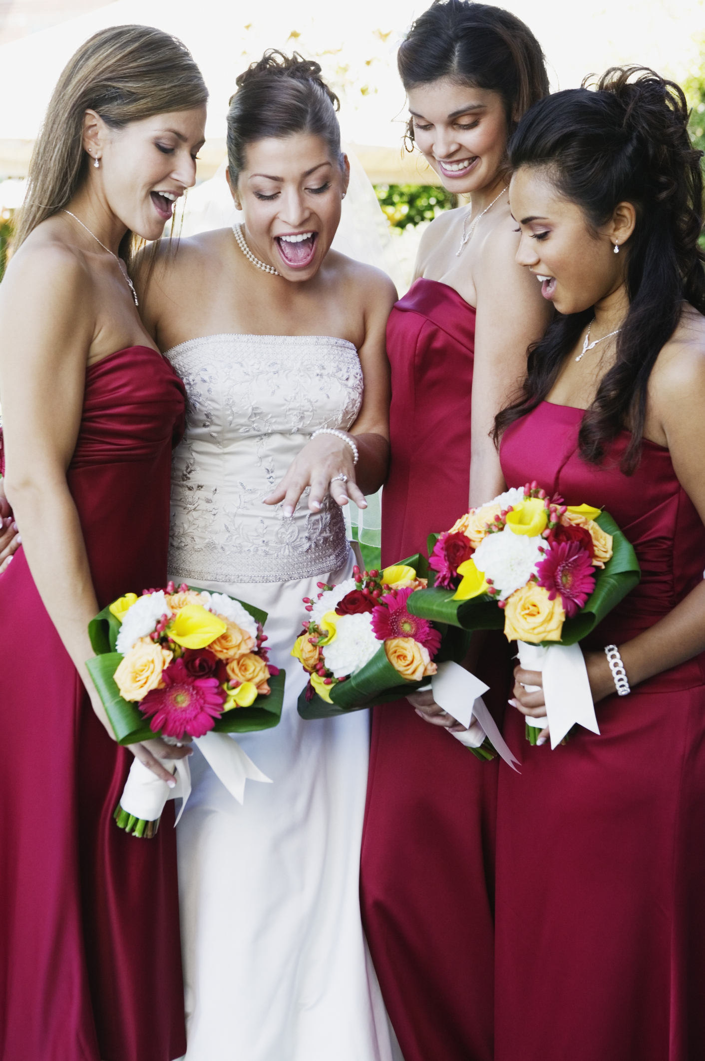 Multi-ethnic bride and bride’s maids