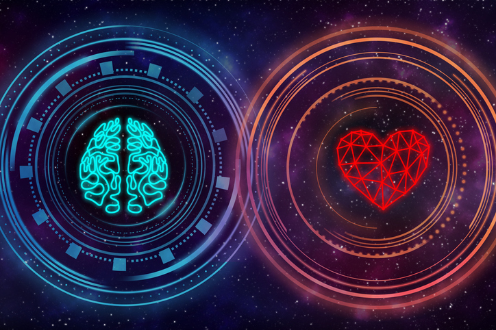 Heart and brain. Digital interface.