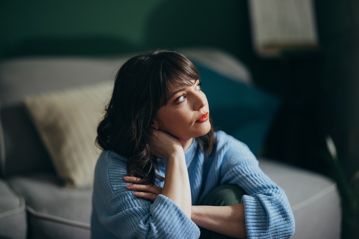 Portrait of Worried Woman At Home