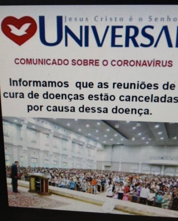 Imagem de capa - Falso: Imagem de comunicado da Universal informa que reuniões estão canceladas
