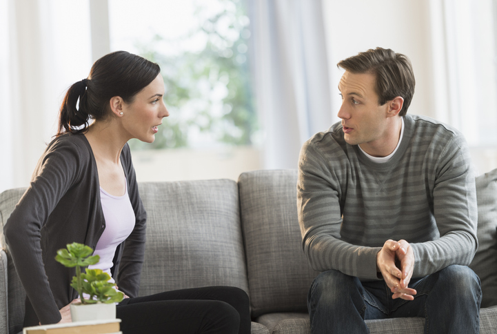 USA, New Jersey, Jersey City, Couple having argument