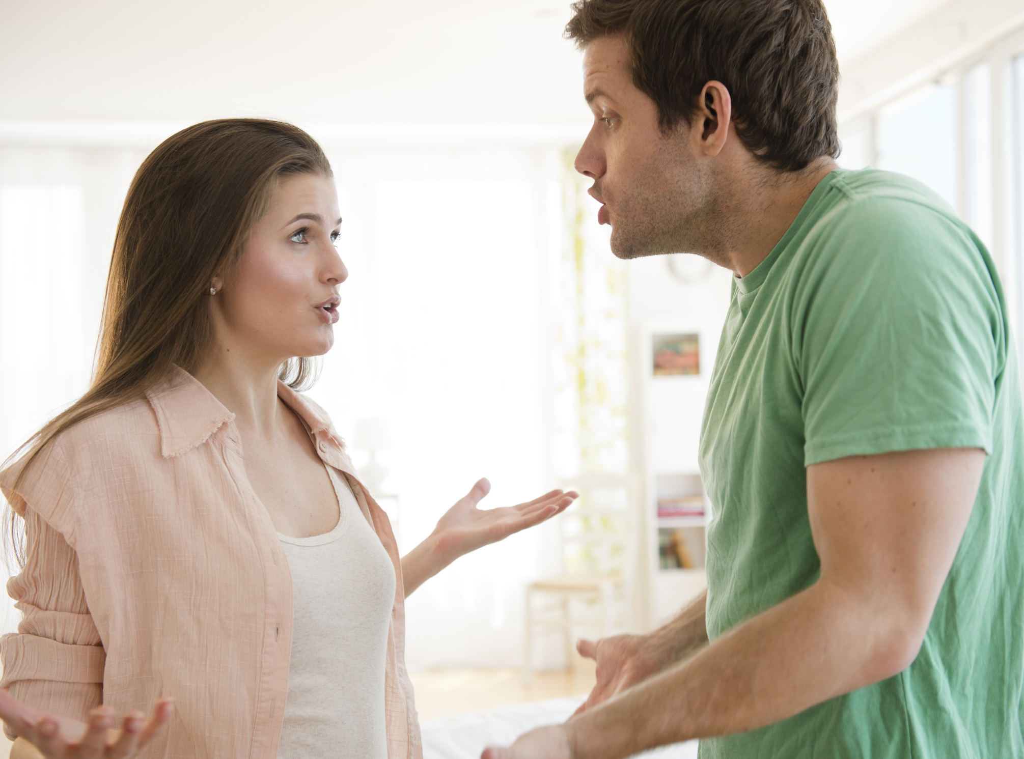 USA, New Jersey, Jersey City, Young couple arguing