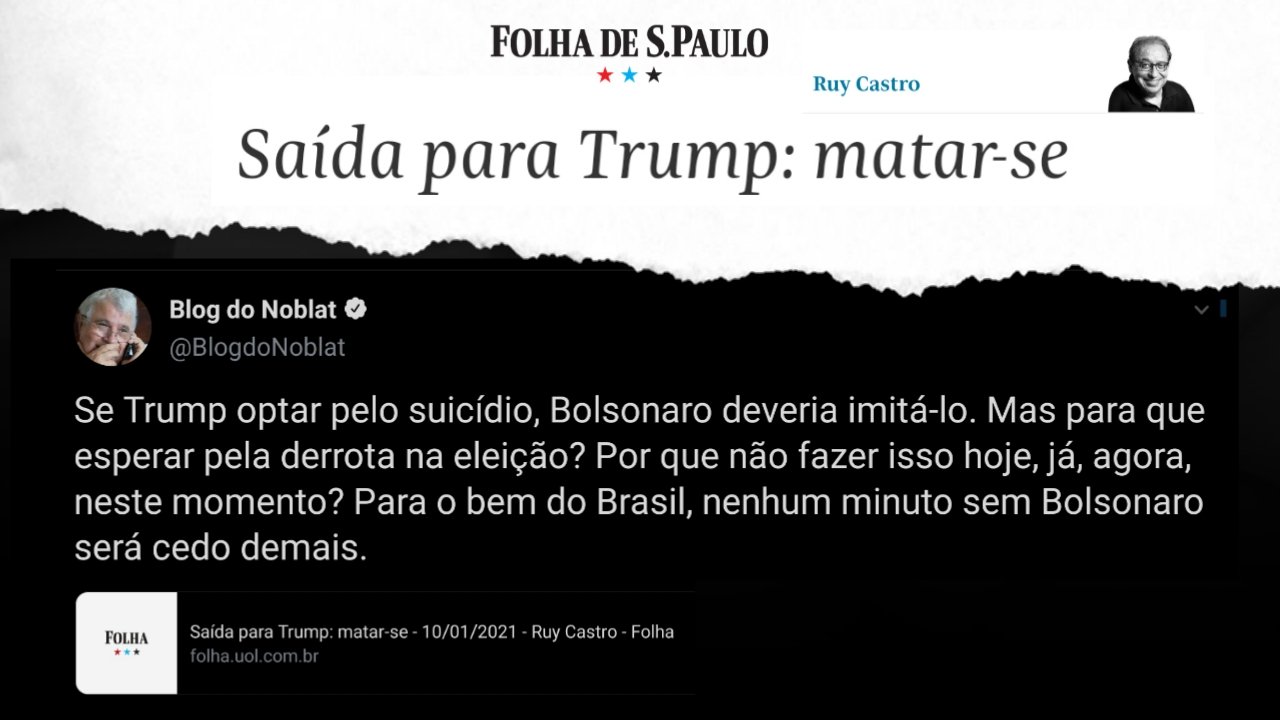 Imagem de capa - Jornalistas desejam a morte dos Presidentes Trump e Bolsonaro