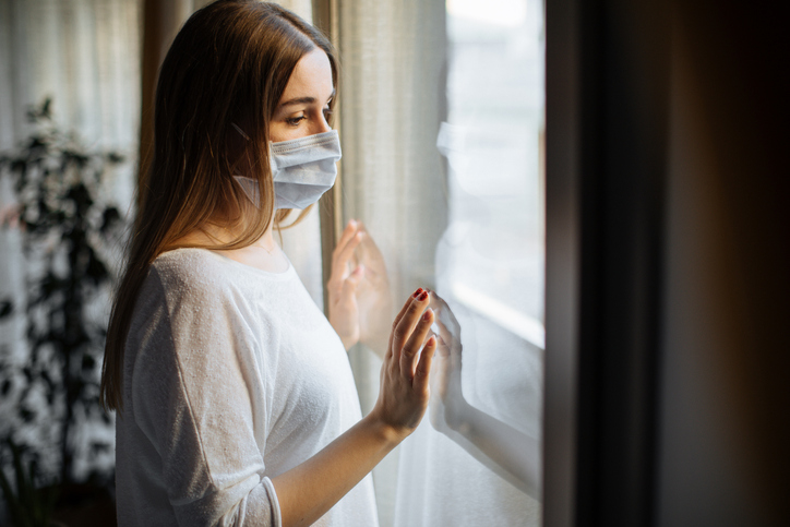 Woman in isolation at home for virus outbreak