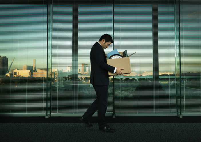 Asian Office Worker Leaving His Job in Layoff for Recession