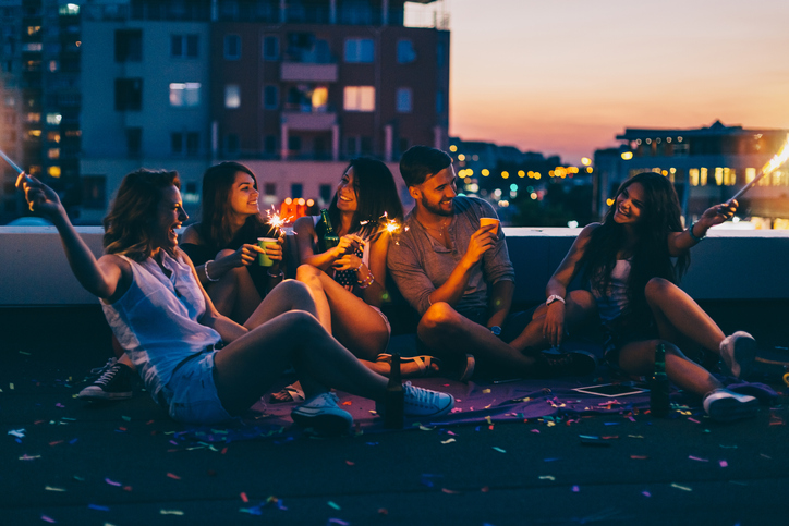 Best friends on a rooftop party