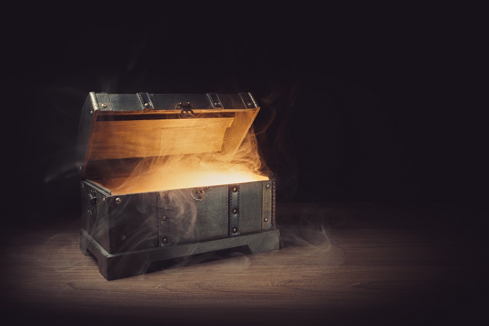 Pandoras,Box,With,Smoke,On,A,Wooden,Background