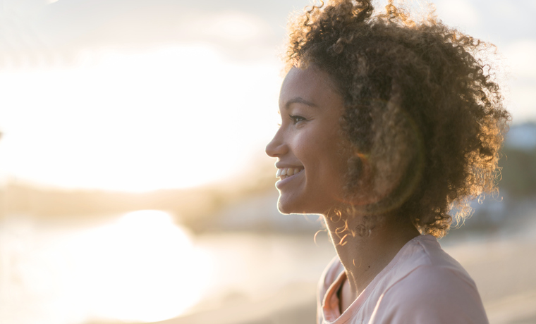 Portrait of a beautiful Australian woman at the beach