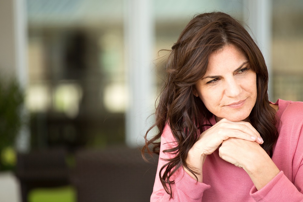 Middle,Age,Woman,Looking,Sad.