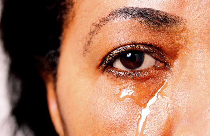 Black woman crying