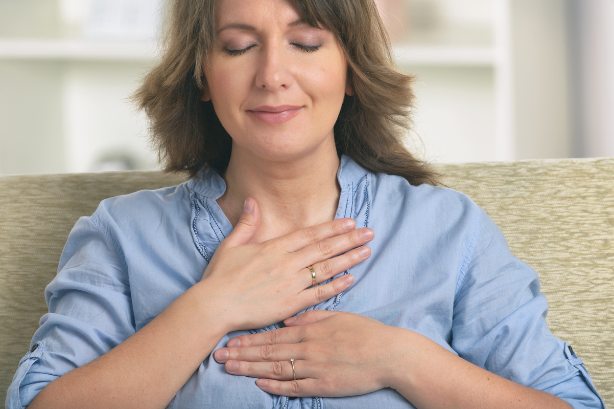 Woman practicing energy medicine