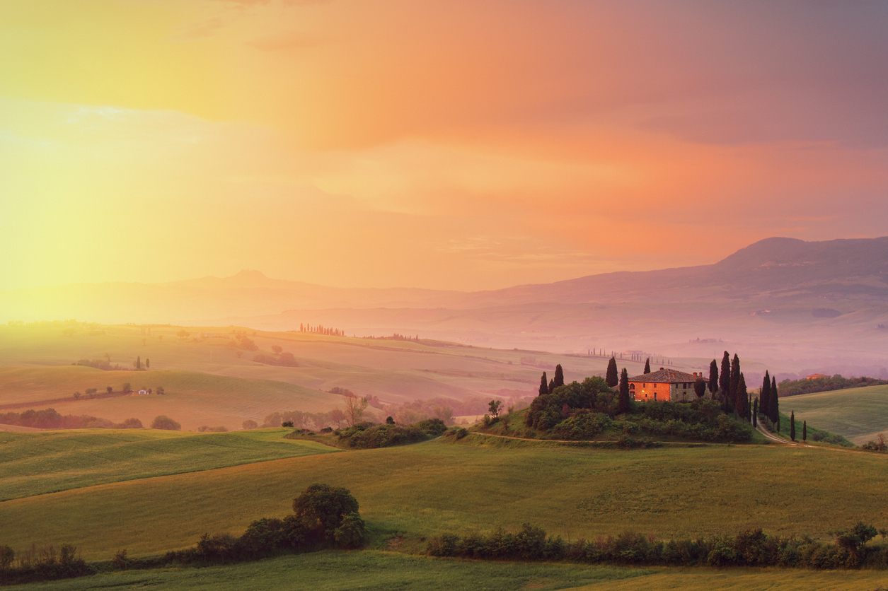 Farm in Tuscany at dawn