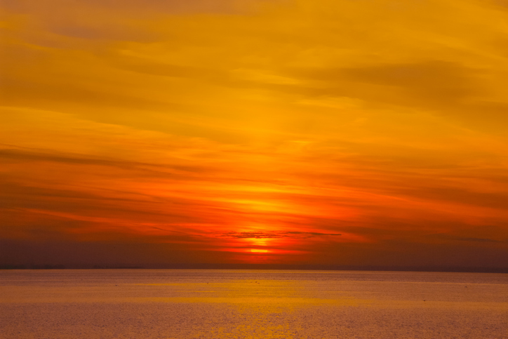 colorful sunset over the water surface