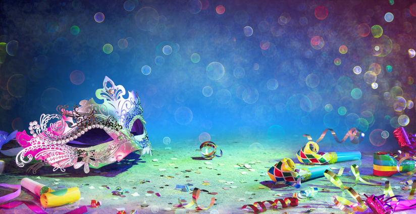 Carnival Party – Venetian Mask With Colorful Streamer And Whistle