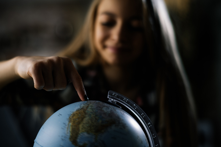 Beautiful young girl discovering world