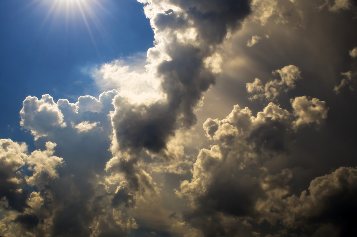 The sun overcomes the clouds