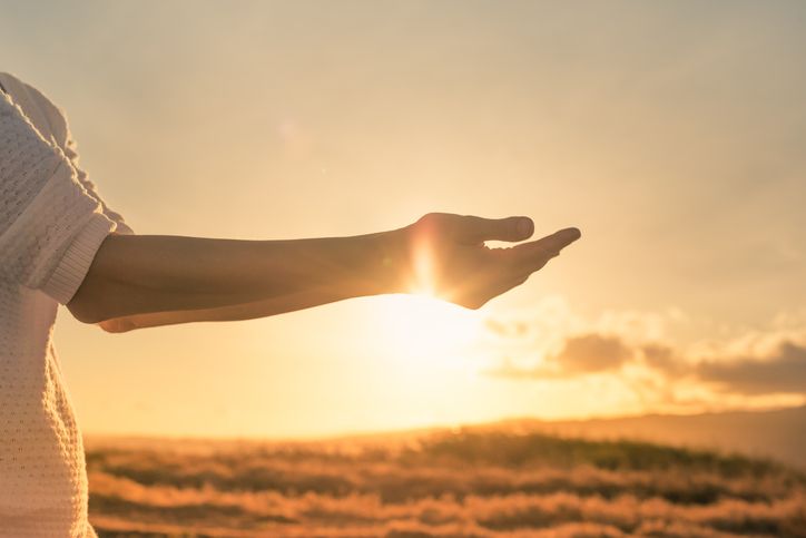 Woman in beautiful nature setting