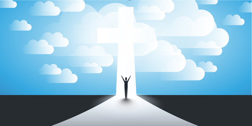 Christian Cross Symbol with Standing Man