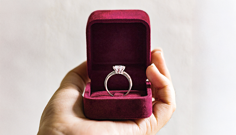 Wedding ring on the box