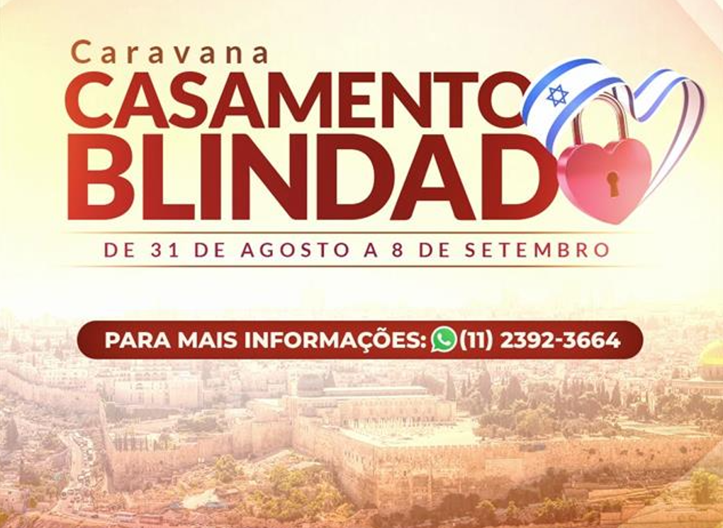 Imagem de capa - Caravana Casamento Blindado 2026 levará 25 casais para Israel