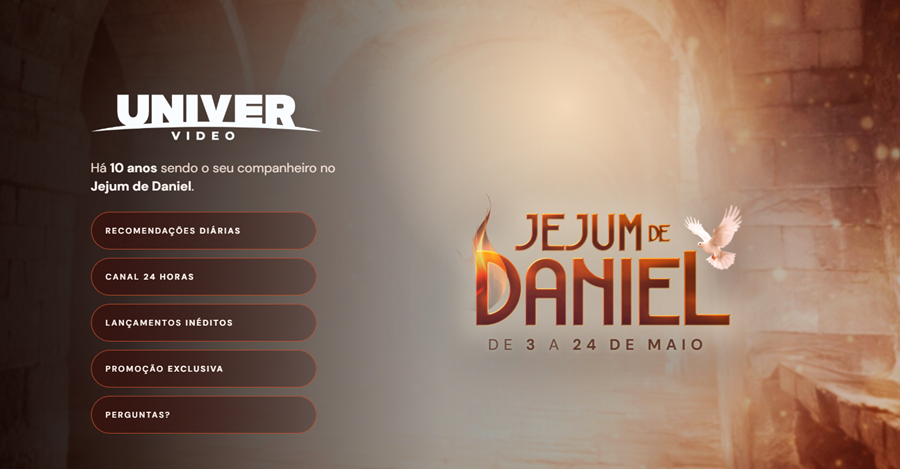 postJejum de Daniel: UNIVER Vídeo reúne conteúdos especiais em página exclusivana categoriaNotícias