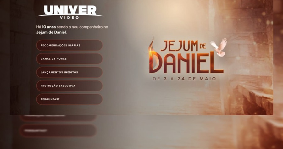 postUNIVER Vídeo reúne conteúdos especiais em página exclusivana categoriaJejum de Daniel