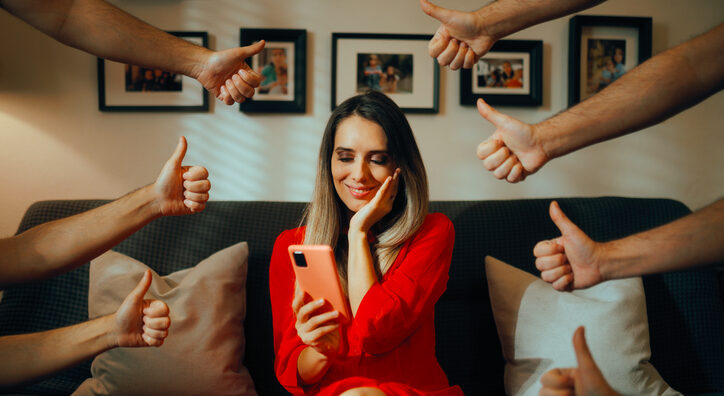Attractive Woman Enjoying g all the Attention on Social Media