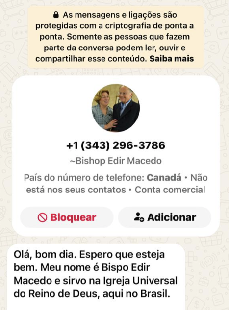 Golpe WhatsApp Bispo Edir Macedo